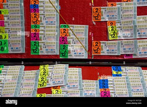 bangkok, thailand - january 17, 2019: lottery tickets displayed for sale near ploenchit bts ...