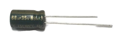 Set Of 10 105°c Electrolytic Capacitor 68uf 35v 68 Mfd 35v 20 Radial 1 4 X 1 2 6x12mm