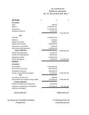 Ejercicios Conta Xlsx La Comercial Balance General AL 31 De Enero Del