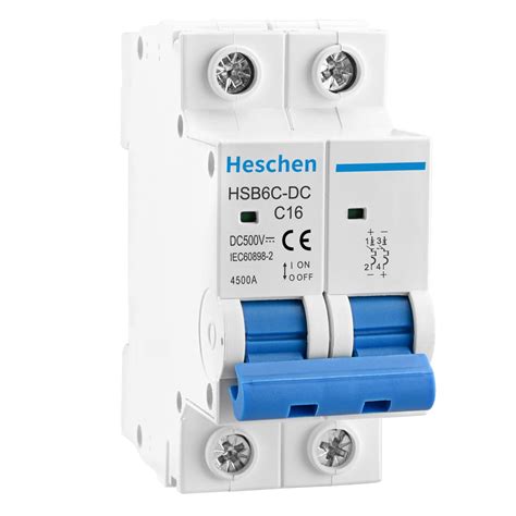 Heschen Disjoncteur miniature CC HSB6C DC 2 pôles DC500 V 16 A