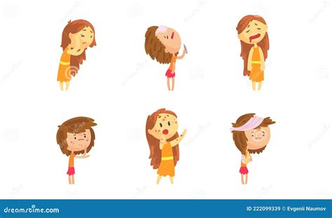 Girl With A Rash Cartoon People Characters Isolated Illustration