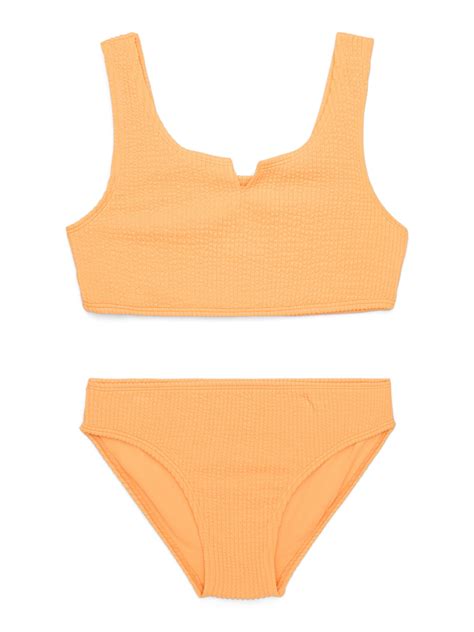 Wonder Nation Girls 2 Popcorn Scrunch Bikini Swimsuit Sizes 4 18 Walmart