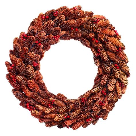 Необычно выглядит венок из еловых шишек
