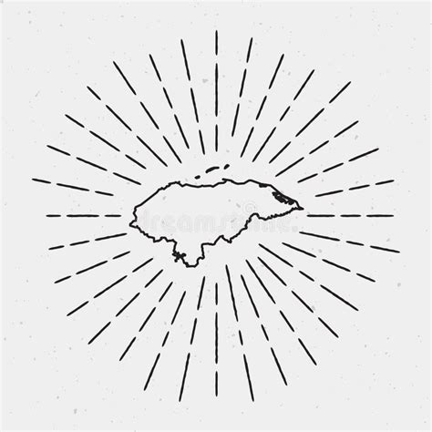 Esquema Del Mapa De Honduras Del Vector Con Resplandor Solar Retro