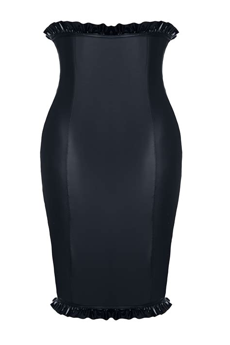 Wetlook Rock mit Lackapplicationen Röcke Club Hot Fashion