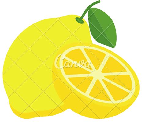 Tropical Lemon Fruit 素材 Canva可画