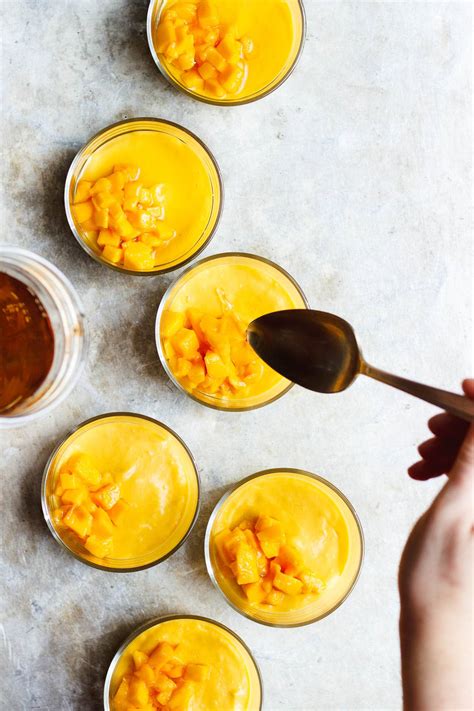 Mango Pudding with Mint Simple Syrup (vegan, two-ingredient)