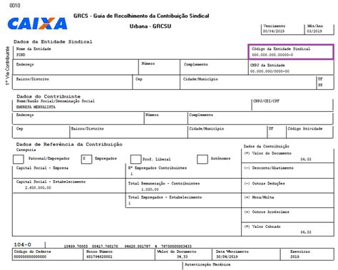 Fp C Digo Oficial Do Sindicato Na Guia De Recolhimento Da