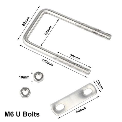 6 Pièces Boulons En U M6 100 X 50 Mm Boulons De U En Acier Inoxydable