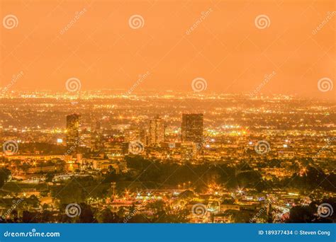 Los Angeles Skyline at Night Editorial Stock Image - Image of ...