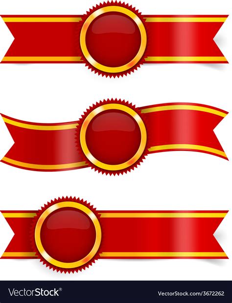 Set Red Award Ribbons Royalty Free Vector Image