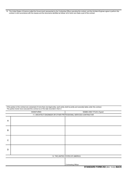 SF 252 Form Architect Engineer Contract SF Forms