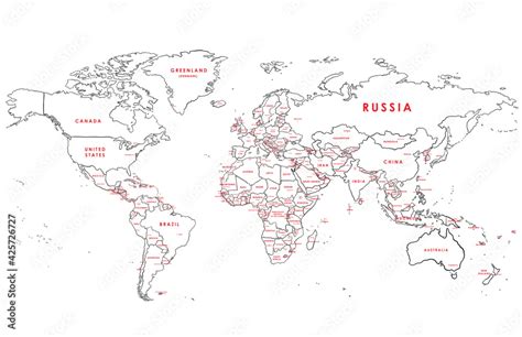 Freehand Drawing World Map Sketch On White Background Stock Vector