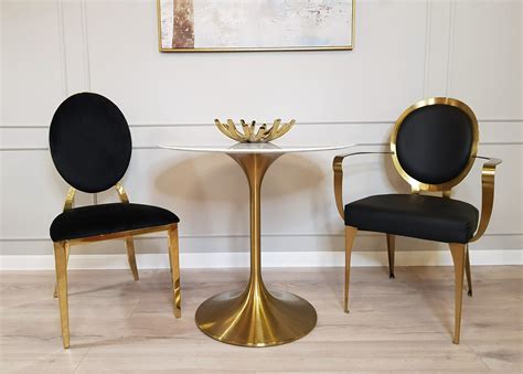 Стол обеденный белый Tulip Marble Brass – купить по выгодной цене 68 ...