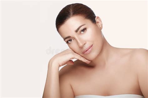Beauty And Skincare Concept Beautiful Natural Woman Face With Nude Makeup On A Flawless Skin On