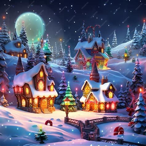 Premium Photo | Animated animated christmas scene with a village in the ...