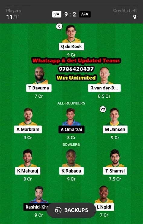 SA Vs AFG 42nd Match Dream11 Team Fantasy Prediction ICC Men S ODI