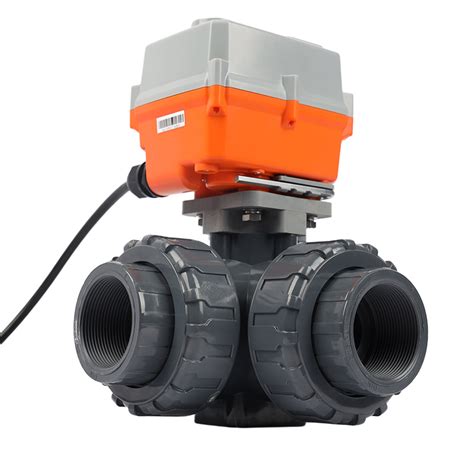 Modulating Type DN15 DN50 Motorized True Union PVC 3 Way Ball Valve