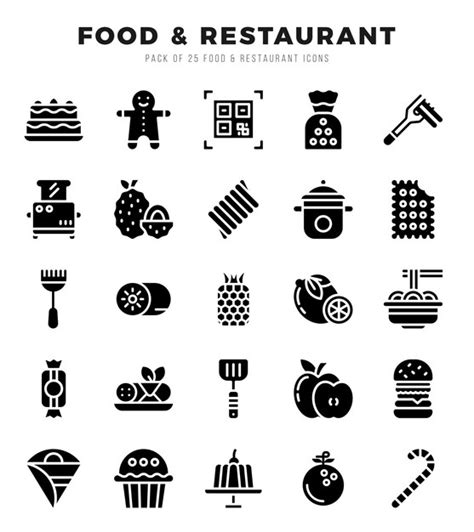 Premium Vector Collection Of Food And Restaurant Glyph Icons Pack