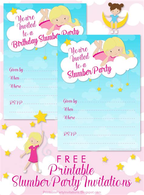 Printable Slumber Party Invitations | AllFreePaperCrafts.com