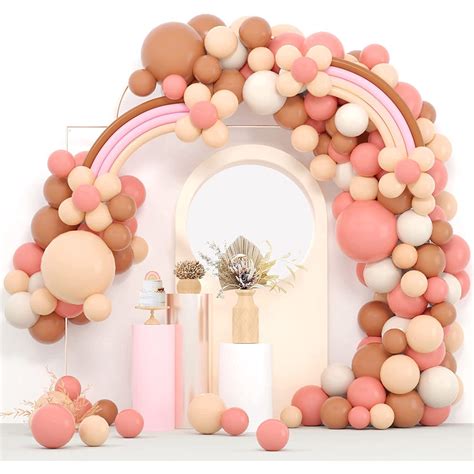 Boho Balloon Garland Blush Nude Dusty Pink Brown White Sand Long Twisting Balloons Arch Kit For