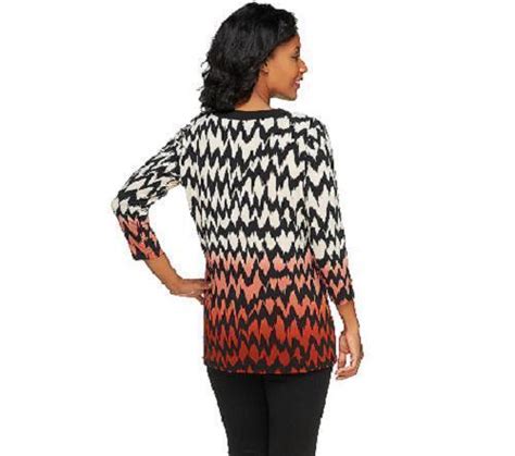 Susan Graver Size Xxs Liquid Knit 3 4 Sleeve Chevron Print Ombre Tunic