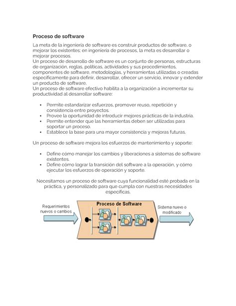 1 2 Descripción de procesos actuales Proceso de software La meta de