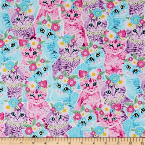 Timeless Treasures Cats In Flower Crowns Multi From Fabricdotcom