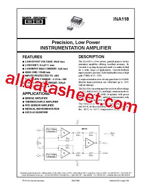 Ina Datasheet Pdf Burr Brown Ti