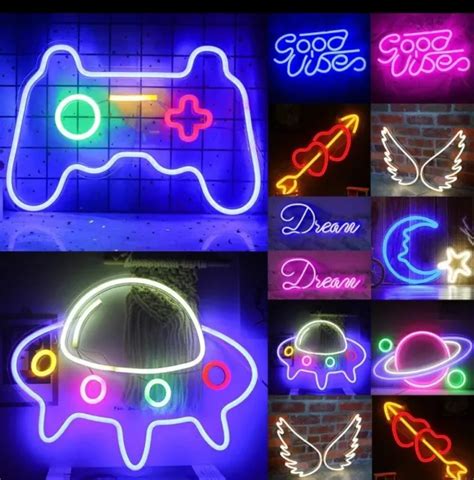 Large Usb Led Neon Sign Light Bar Party Wall Hanging Decor Bedroom