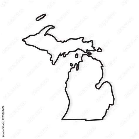 black outline of Michigan map- vector illustration Stock Vector | Adobe ...