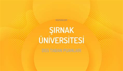 DGS Şırnak Üniversitesi Taban Puanları 2024 DGSPuan