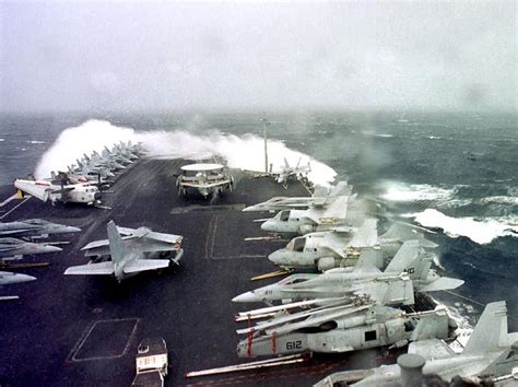 Uss John C Stennis In Heavy Weather Takes Some Serious Sea State To Whitecap Over The Bow Of A