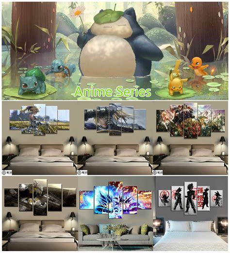 One Piece Anime 5panel Wall Art Modern Canvas Poster For Living Room