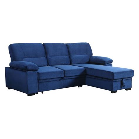 Kipling Velvet Fabric Reversible Sleeper Sectional Sofa Chaise