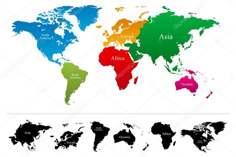 Mapa Del Mundo Vectorial Con Continentes Coloridos Atlas Eps Vector