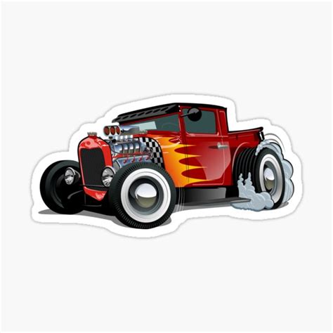 Pegatina Dibujos Animados Retro Hot Rod Aislado Sobre Fondo Blanco De Mechanick Redbubble