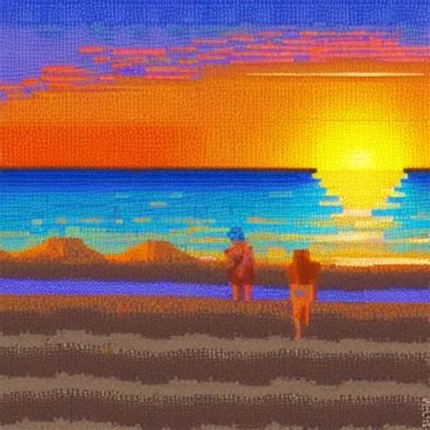 Beach Sunset Pixelart Art Of Lauretta Jones Stable Diffusion Openart