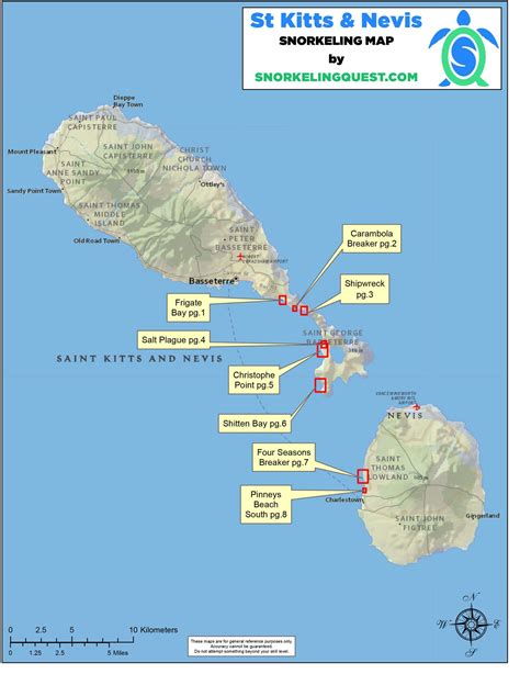 Snorkeling Quest | St Kitts and Nevis Snorkeling Map