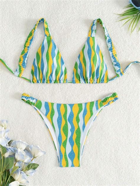 Shein Swim Vcay Conjunto De Mai Bikini Pe As Casual De Praia