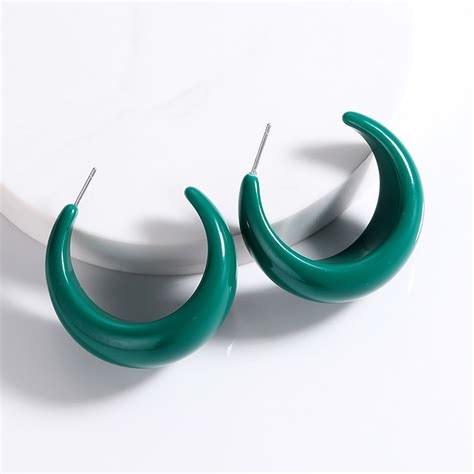 Novo Estilo Simples Amarelo Verde Hoop Brincos Para As Mulheres Redondo