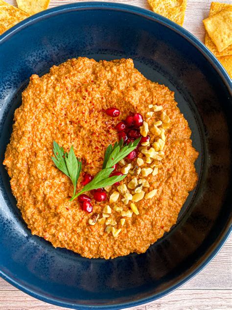 Muhammara (Roasted Red Pepper & Walnut Dip) - Tastefully Grace