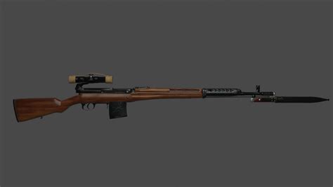 WWII SVT-40 with Detachable Scope and Bayonet 3D Model by Defer94