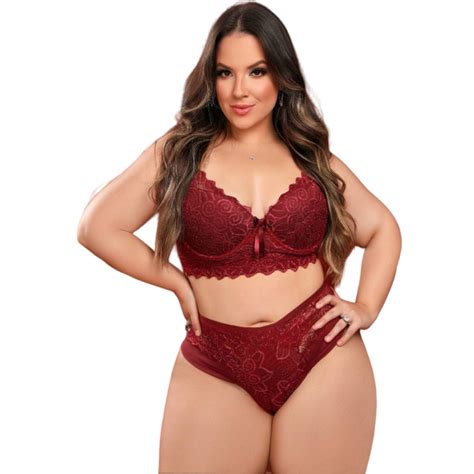 Conjunto De Lingerie Plus Size Calcinha Fio Shopee Brasil