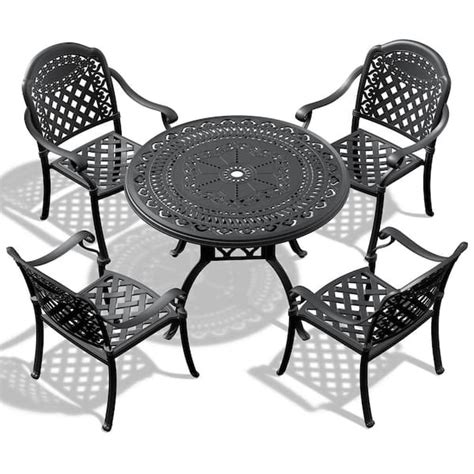 Runesay Piece Set Of Cast Aluminum Patio Outdoor Dining Set With