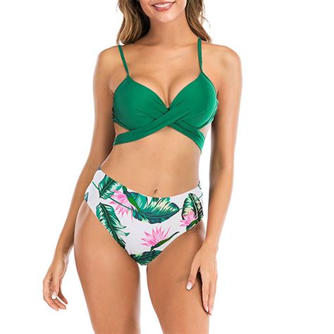 Knosfe Womens Bikini Swimsuits Two Piece High Waisted Bottom