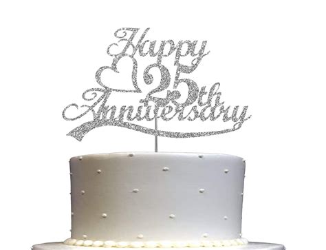 25th Anniversary Cake Topper double Sided Silver Glitter - Etsy Canada