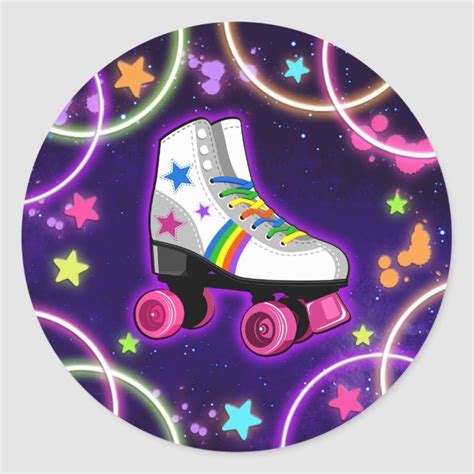 A Colorful Roller Skate With Stars And Circles Around It