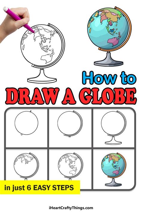 How To Draw A Globe – A Step by Step Guide | Drawing activities, Globe ...