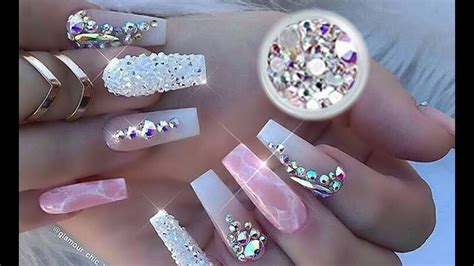 BEAUTIFUL NAIL DESIGNS WITH SWAROVSKI CRYSTALS HERMOSOS DISEÑOS DE